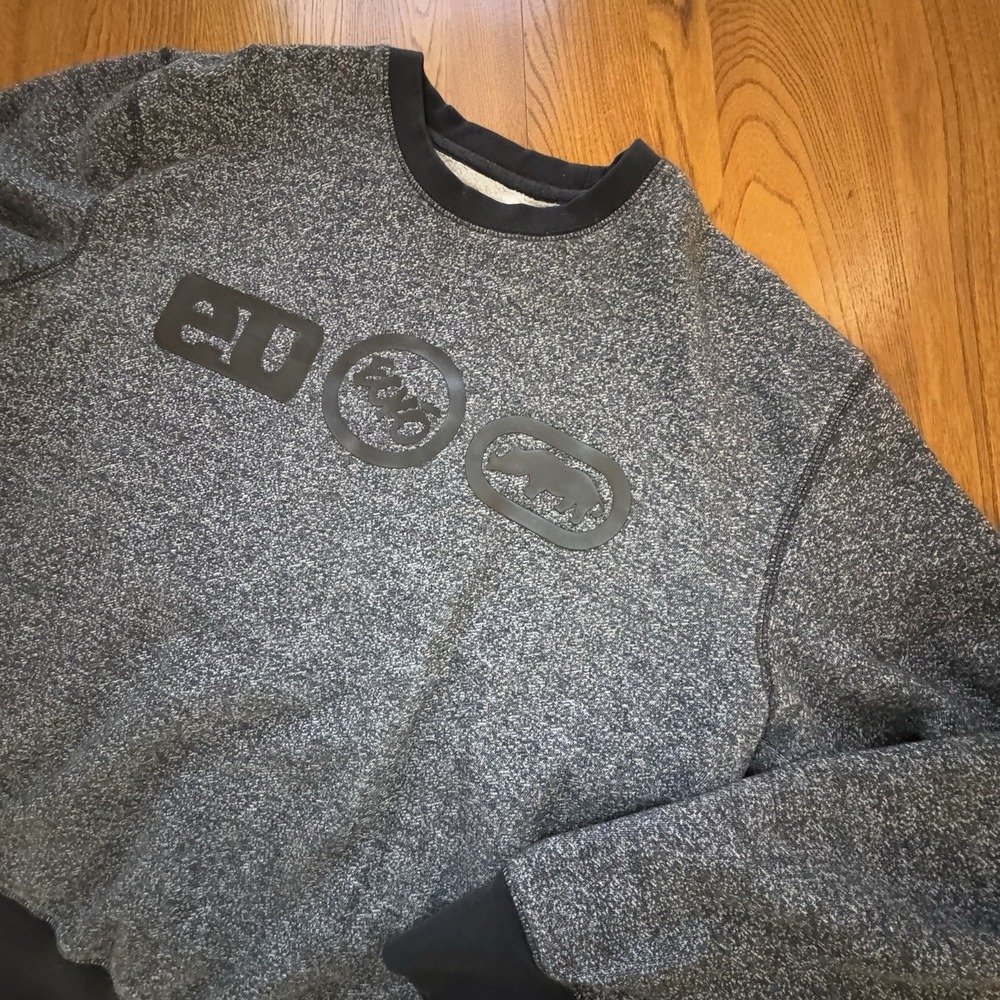 Ecko Unltd Heather Black Men's Vintage Y2K Crew Neck Logo Sweatshirt Size L